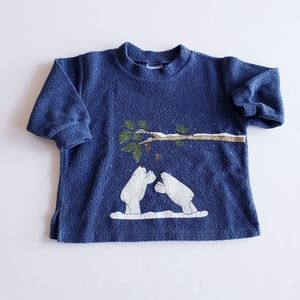 Vintage Mulberribush Blue Polar Bear Fleece Sweater Baby 18 Months